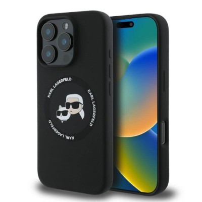 Husa pentru iPhone 16 Pro - Karl Lagerfeld Silicone MagSafe (KLHMP16LSKCHTCK) - Karl&amp;amp;Choupette Heads foto
