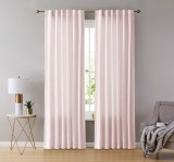 Set draperii din catifea cu rejansa transparenta cu ate pentru galerie, Madison, 250x240 cm, densitate 700 g/ml, Cantaloupe, 2 buc