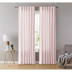 Draperie din catifea cu rejansa transparenta cu ate pentru galerie, Madison, 150x260 cm, densitate 700 g/ml, Cantaloupe, 1 buc