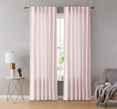 Draperie din catifea cu rejansa transparenta cu ate pentru galerie, Madison, 200x230 cm, densitate 700 g/ml, Cantaloupe, 1 buc foto