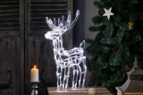 Decoratiune Craciun exterior, ren acril, Hoff, 60 LED-uri, lumina rece constanta, alimentare curent electric, H 60 cm