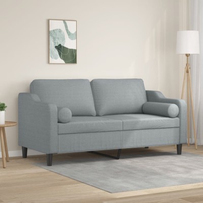 vidaXL Canapea cu 2 locuri cu pernuțe, gri deschis, 140 cm, textil 3200845 foto