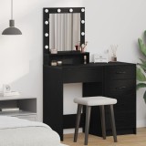 Masă de toaletă cu lumini LED, stejar negru, 50x41x135 cm