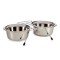 Set 2 boluri pentru animale cu suport, Inox, 2600 ml, 52,5 x 24,5 x 11 cm, Argintiu