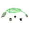 Cablu 1m 3in1 USB TYPE C iPhone Micro USB iluminat LED verde