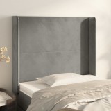 Gossi tablie de pat cu aripioare gri deschis 83x16x118/128 cm catifea