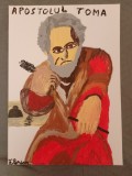 TABLOU PE PANZA CU SASIU NOU 40X60 CM APOSTOLUL TOMA ACRILIC PRET 50 LEI