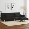 Gossi canapea extensibila cu taburet, 2 locuri, negru, textil