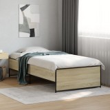 Cumpara ieftin Cadru de pat, stejar sonoma, 90x200 cm, lemn prelucrat și metal