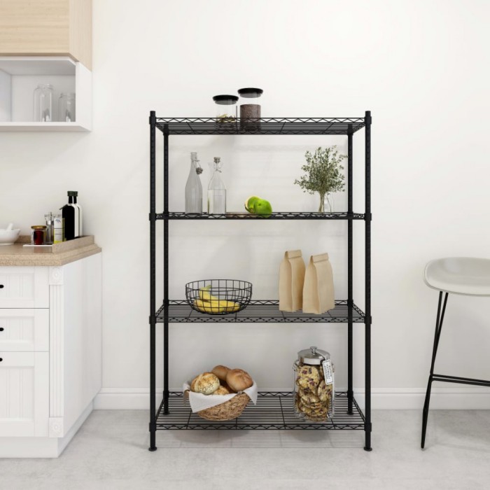 vidaXL Raft de depozitare, 4 niveluri, negru, 90 x 35 x 137 cm, 200 kg 324622