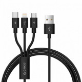 Orico 3in1 Cablu USB de date si incarcare fast micro USB / USB-C / lighting, 3A
