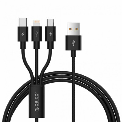 Orico 3in1 Cablu USB de date si incarcare fast micro USB / USB-C / lighting, 3A foto