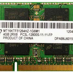 Memorii Laptop Micron 4GB DDR3 PC3L-12800S 1600Mhz CL11 MT16KTF51264HZ