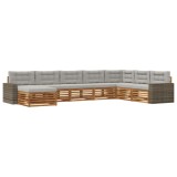 vidaXL Set de canapele de exterior 8 pcs Natural și gri deschis 3383729