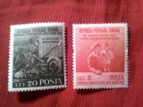 Serie Romania 1950 - Congres pt Pace , 2 valori , (val. 11 lei defect la dantelura), Nestampilat