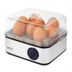 Aparat pentru fiert/prajit oua Ecg, 500 W, otel inoxidabil, 8 oua fierte, 4 oua prajite, indicator sonor