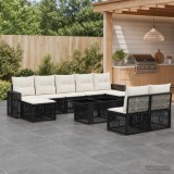 Cumpara ieftin Set de canapele pentru gradina 10 buc. Negru si Alb crem