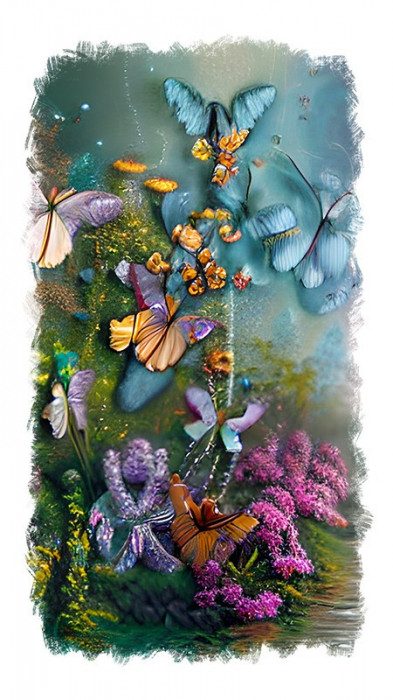 Sticker decorativ Fluturi, Multicolor, 85 cm, 11755ST