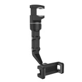 Suport auto pentru telefon, montare pe oglinda retrovizoare, latime reglabila 5-10 cm, rotativ 360 , negru