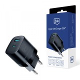 Incarcator Retea 3MK HyperCharger GaN, 33W, 3A, 1 x USB-A - 1 x USB-C, Negru, Universal