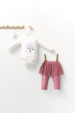 Cumpara ieftin Set 2 piese cu body si pantalonasi cu tulle pentru fetite Monster, Tongs baby (Culoare: Roz, Marime: 18-24 Luni)