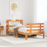 Cumpara ieftin Cadru de pat cu tăblie, maro ceruit, 90x190 cm, lemn masiv pin