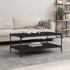 Masuta cafea Gossi neagra 100x55x40 cm lemn compozit rafturi depozitare