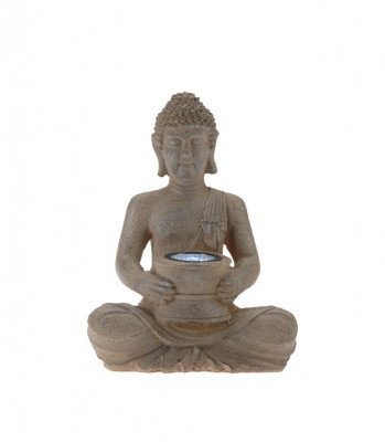 Lampa solara de gradina Buddha, 21x14x28 cm, Argintiu foto