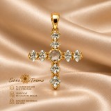 Pandantiv Crucea de Lumina , zirconia, placat cu aur 18K Brazilia