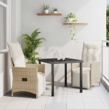 Cumpara ieftin Set de dining pentru grădină cu 3 piese și perne bej din ratan poliester