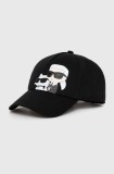 Karl Lagerfeld șapcă de baseball din bumbac culoarea negru, cu imprimeu, 245W3403