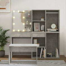 vidaXL Set masu?a de toaleta cu LED, gri beton, lemn prelucrat foto