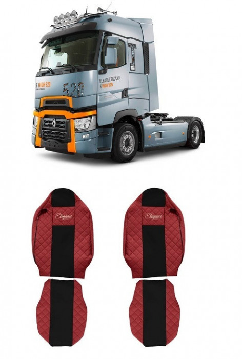 Set huse scaun piele camion Renault T (2013-2022) Rosu