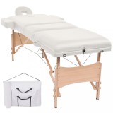 vidaXL Masă de masaj pliabilă cu 3 zone, 10 cm grosime, alb