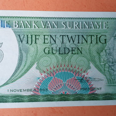 25 Gulden anul 1985 Bancnota veche Surinam