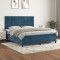 vidaXL Pat box spring cu saltea, albastru &icirc;nchis, 180x200 cm, catifea 3143161