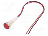 Lampă de control LED roșie plată 24V &Oslash;10mm cu cabluri NINIGI
