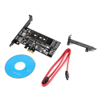 Adaptor Dual USB3.0 1 port Type-c M.2 PCIe Adapter M2 SSD SATA B Key la PCI-e 1x foto