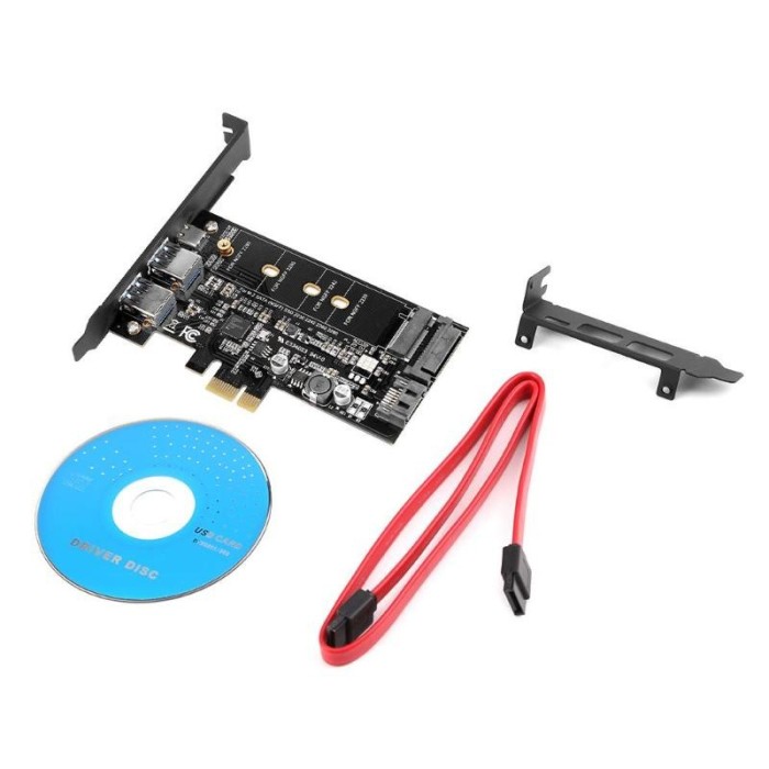 Adaptor Dual USB3.0 1 port Type-c M.2 PCIe Adapter M2 SSD SATA B Key la PCI-e 1x