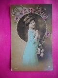 HOPCT 12150 ANUL 1911 -FELICITARE VECHE -FEMEI FRUMOASE -FRANTA -EUROPA - -ROMANTICA- -CIRCULATA
