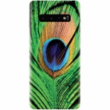 Husa silicon pentru Samsung Galaxy S10 Plus, Peacock Feather Green Blue