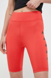 Kappa pantaloni scurți de antrenament culoarea rosu, cu imprimeu, high waist