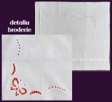 Fata de perna 76x70cm - broderie sparta cusuta de mana, motiv fluture