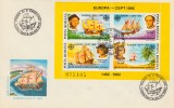 1992 Romania, FDC bloc Europa CEPT Descoperirea Americii, Columb, LP 1282, Romania de la 1950, Istorie