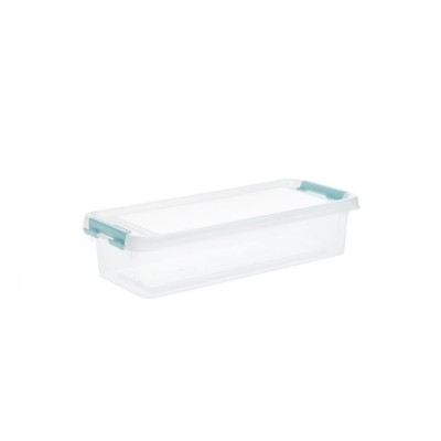 Set 6 cutii de depozitare din plastic transparent, cu capac si sistem de blocare, 3.5 l, 36x14x9 cm foto