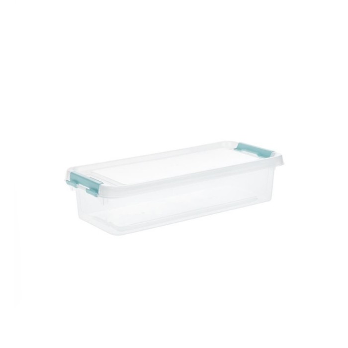 Set 6 cutii de depozitare din plastic transparent, cu capac si sistem de blocare, 3.5 l, 36x14x9 cm