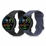 Set 2 curele pentru Xiaomi Mi Watch/Mi Watch Color Sport, Kwmobile, Negru/Albastru, Silicon, 59166.01