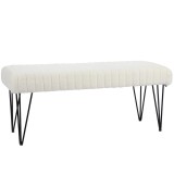 HOMCOM Bancă pentru Pat Modernă cu Picioare &icirc;n Formă de Furcă, 118,5x46x49,5 cm, Alb Crem | Aosom Romania