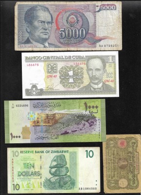 Set 5 bancnote de prin lume adunate (cele din imagini) #416 foto