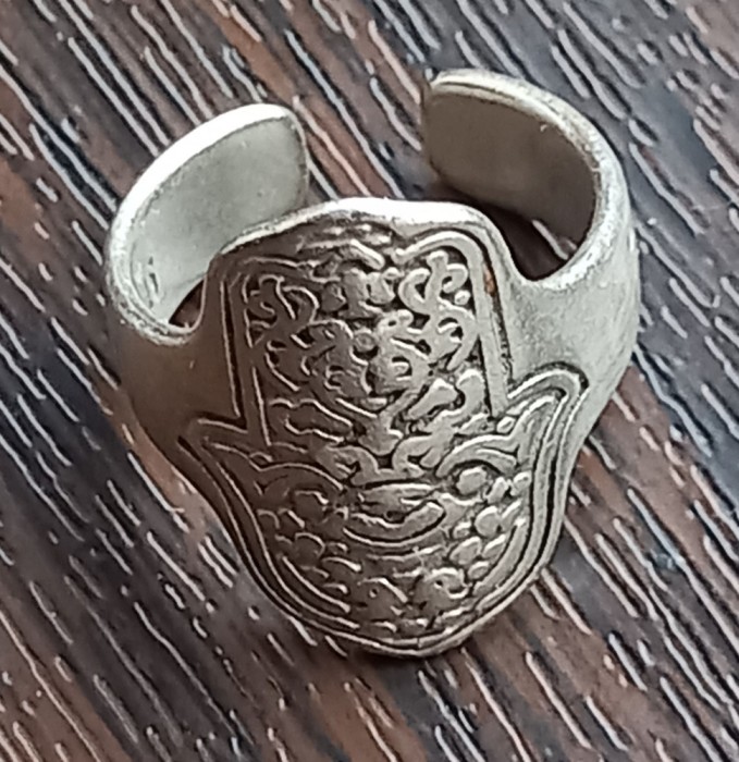(175) INEL DIN ARGINT DAMA, REGLABIL, MANA LUI HAMSA / MANA MAICII DOMNULUI